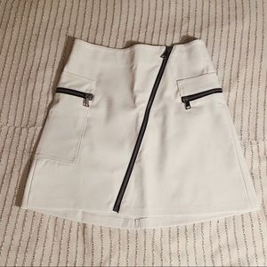 White Faux Leather Skirt with Zippers